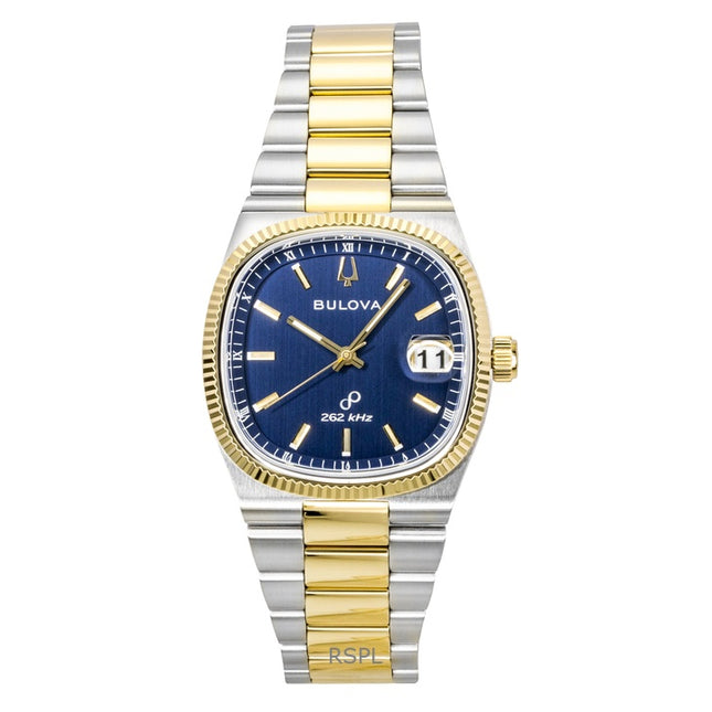 Bulova Super Seville Two Tone Stainless Steel Blue Dial Quartz 98B462 Men's Watch