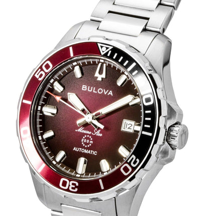 Bulova Marine Star Stainless Steel Red Dial Automatic Diver's 98B472 200M Men's Watch