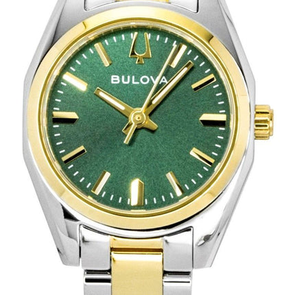 Bulova Surveyor Two Tone Stainless Steel Green Dial Quartz 98L329 Women's Watch
