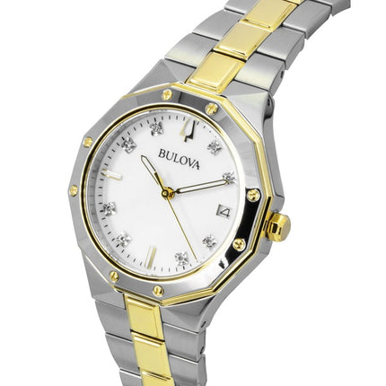 Bulova Prestige Stainless Steel Mother Of Pearl Dial Quartz 98P234 100M Women's Watch
