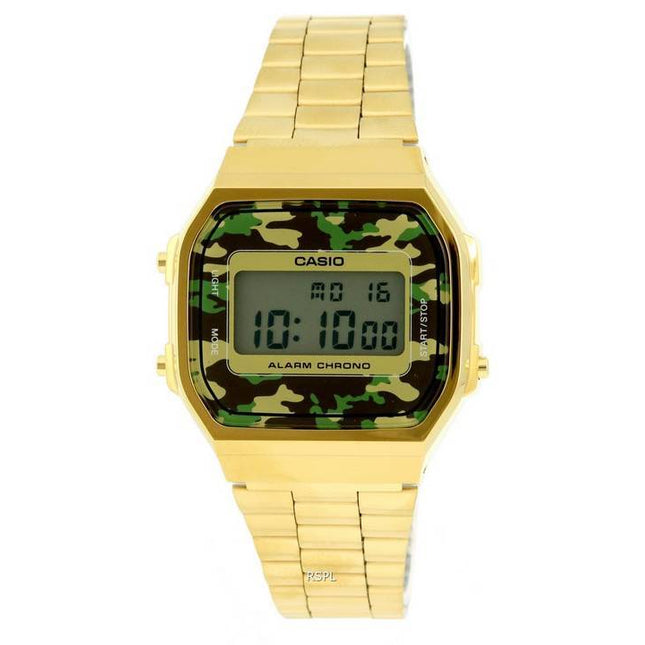 Casio Vintage Gold Tone Stainless Steel Multicolor Dial Quartz A168WEGC-3D.G A168WEGC-3D Unisex Watch