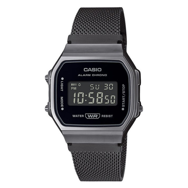 Casio Vintage Digital Stainless Steel Mesh Bracelet Quartz A168WEMB-1B Unisex Watch