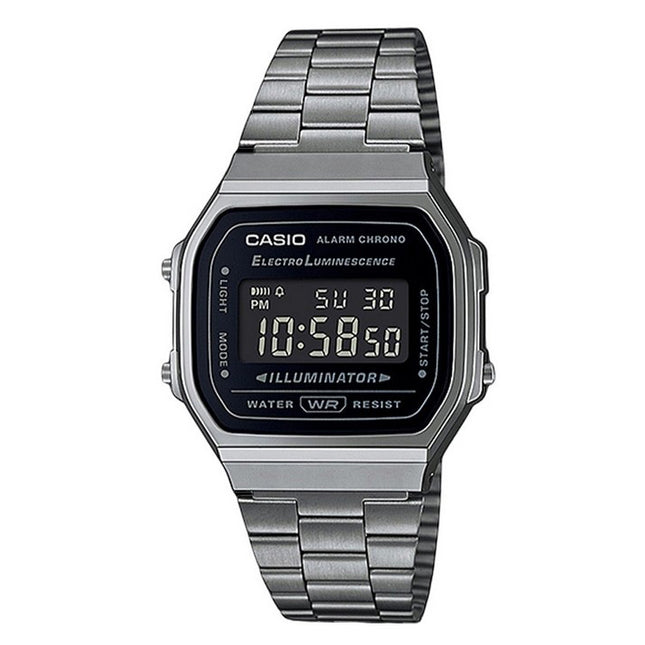 Casio Vintage Digital Stainless Steel Bracelet Black Dial Quartz A168WGG-1B Unisex Watch