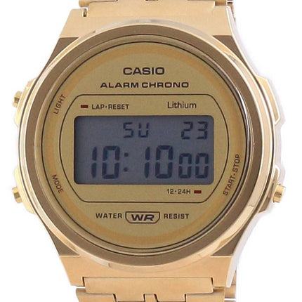 Casio Youth Vintage Gold Tone Stainless Steel Digital A171WEG-9A Unisex Watch