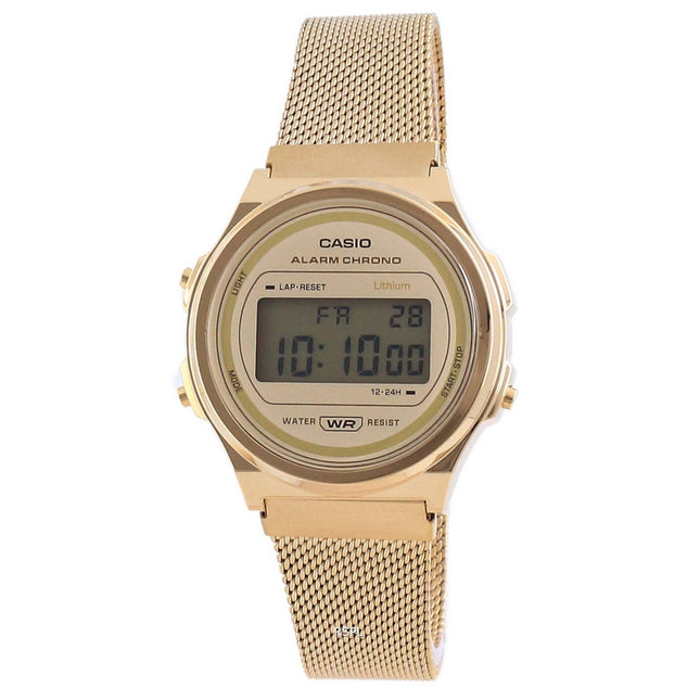 Casio Youth Vintage Gold Tone Stainless Steel Digital A171WEMG-9A Unisex Watch