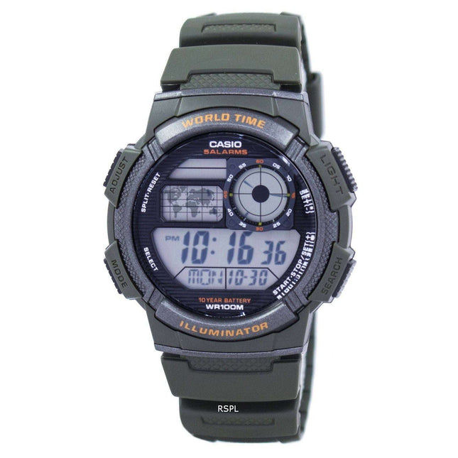 Casio Illuminator World Time Alarm Digital AE-1000W-3AV Men's Watch