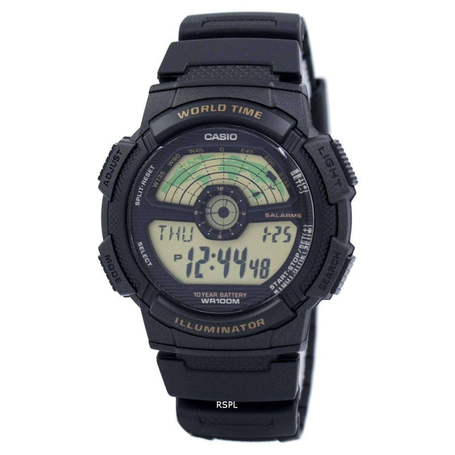 Casio Youth Illuminator World Time World Map AE-1100W-1BV AE1100W-1BV Men's Watch