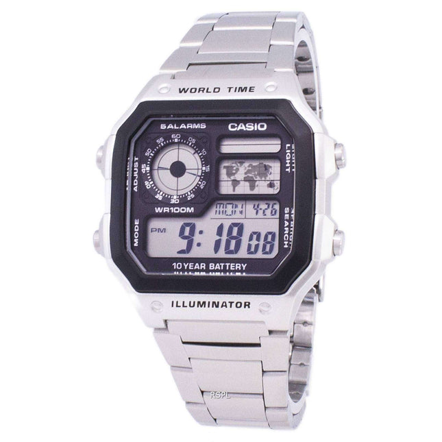 Casio Digital World Time WR100M AE-1200WHD-1AVDF AE-1200WHD-1AV Men's Watch