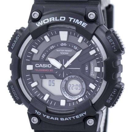Casio Telememo 30 World Time Alarm Analog Digital AEQ-110W-1AV Men's Watch