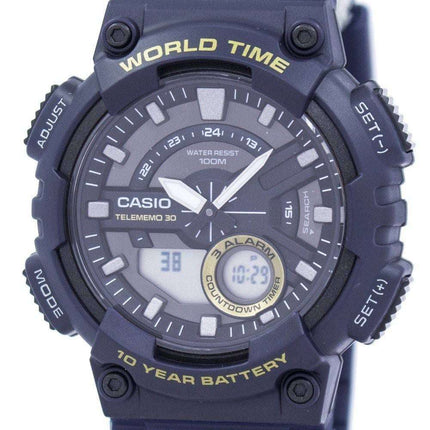 Casio Telememo 30 World Time Alarm Analog Digital AEQ-110W-2AV Men's Watch