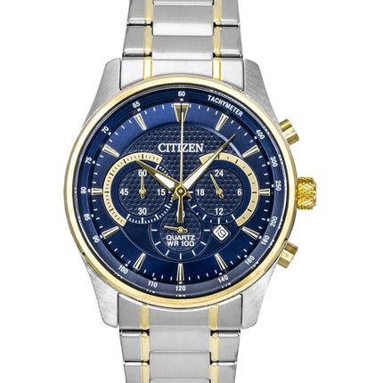 Citizen Chronograph Two Tone Stainless Steel Blue Dial Quartz AN8194-51L 100M Men's Watch