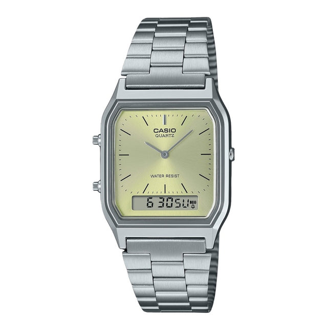 Casio Vintage Analog Digital Light Champagne Dial Quartz AQ-230A-9AMQY Unisex Watch