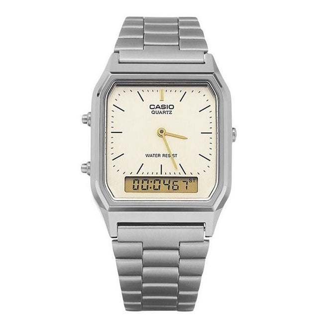 Casio Vintage Analog Digital Gray Ion Plated Quartz AQ-230GG-9A Mens Watch
