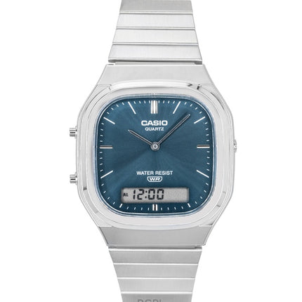 Casio Vintage Analog Digital Stainless Steel Sky Blue Dial Quartz AQ-240E-3A Unisex Watch