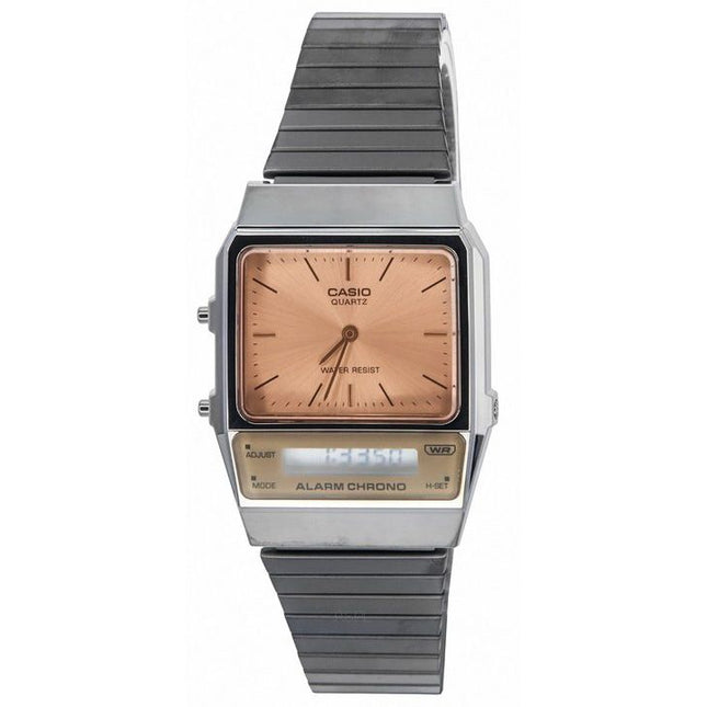 Casio Vintage Analog Digital Stainless Steel Salmon Dial Quartz AQ-800ECGG-4A Unisex Watch