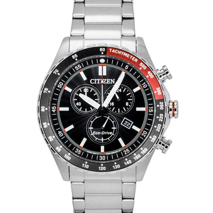 Citizen Eco-Drive Chronograph Stainless Steel Black Dial Solar AT2566-88E 100M Men's Watch