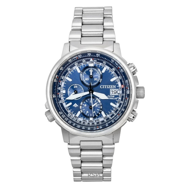 Citizen Promaster Sky Eco-Drive Chronograph Stainless Steel Blue Dial Diver's AT8300-58L 200M Men's Watch