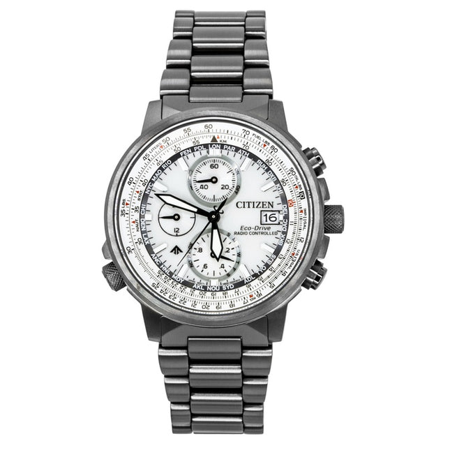 Citizen Promaster Navihawk A-T Chronograph Stainless Steel Silver Dial Eco-Drive Diver's AT8304-57A 200M Men's Watch