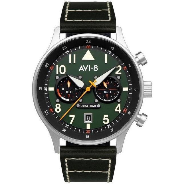 AVI-8 Hawker Hurricane Carey Dual Time Merville Green Dial Quartz AV-4088-02 Men's Watch