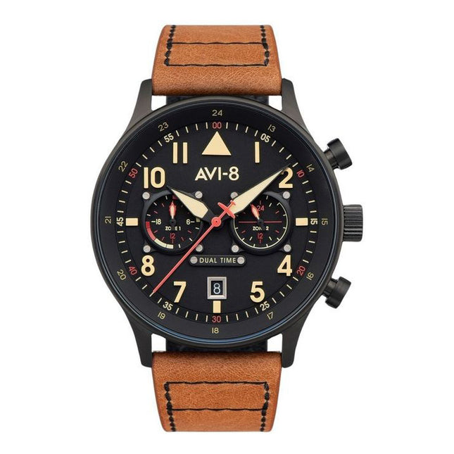 AVI-8 Hawker Hurricane Carey Dual Time Debden Black Dial Quartz AV-4088-03 Men's Watch