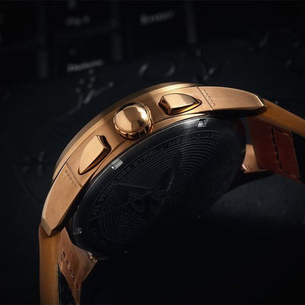AVI-8 Spitfire Lock Chronograph Leather Strap Bronze Green Dial Quartz AV-4089-02 Men's Watch