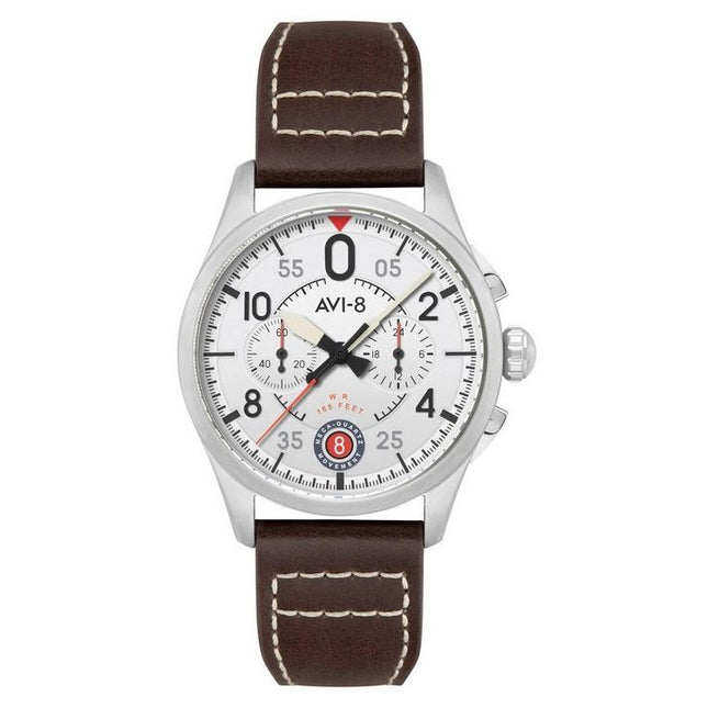 AVI-8 Spitfire Lock Chronograph Aircraft White Dial Quartz AV-4089-05 Men's Watch