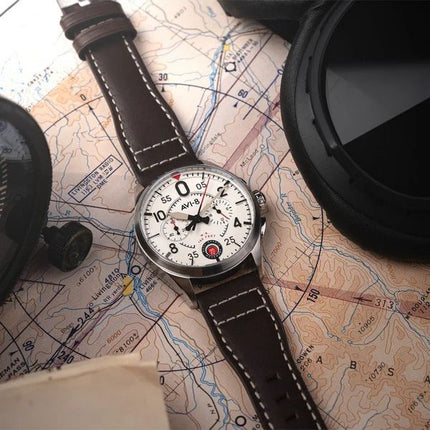 AVI-8 Spitfire Lock Chronograph Aircraft White Dial Quartz AV-4089-05 Men's Watch