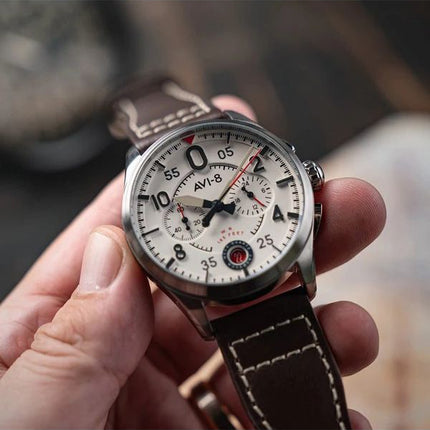 AVI-8 Spitfire Lock Chronograph Aircraft White Dial Quartz AV-4089-05 Men's Watch