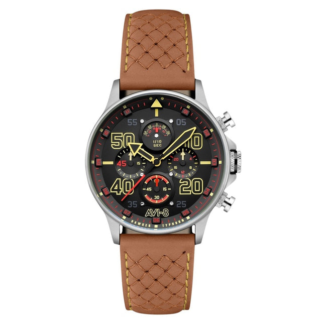 AVI-8 Hawker Typhoon Coningham Chronograph Baldwin Leather Strap Black Dial Quartz AV-4093-0B Men's Watch