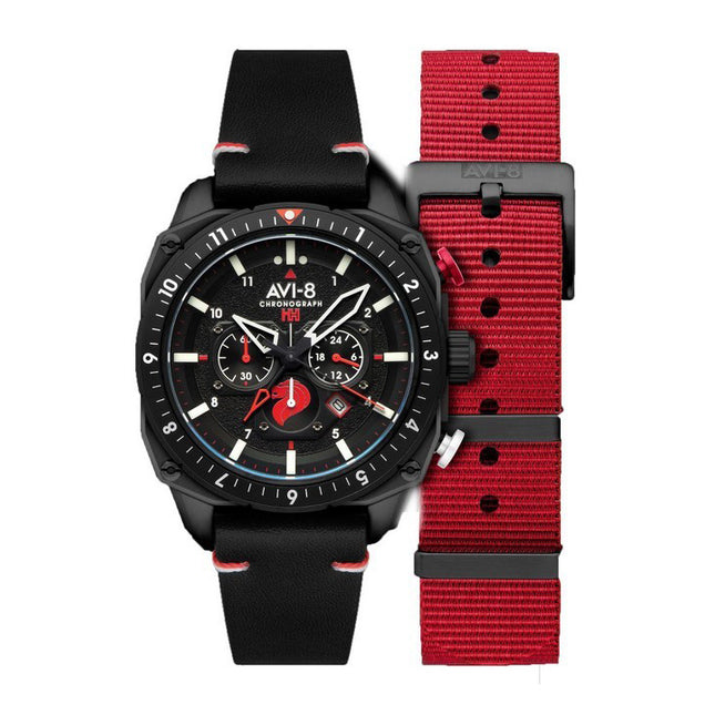 AVI-8 Hawker Hunter Atlas Chronograph Singapore Air Force Limited Edition Pegasus Black Quartz AV-4100-0A Men's Watch