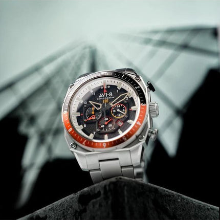 AVI-8 Hawker Hunter Atlas Dual Time Chronograph Raven Black Dial Quartz AV-4100-11 Men's Watch