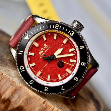 AVI-8 Flyboy Tuskegee Airmen Limited Edition Ramitelli Red Dial Quartz AV-4103-04 Men's Watch With Extra Strap