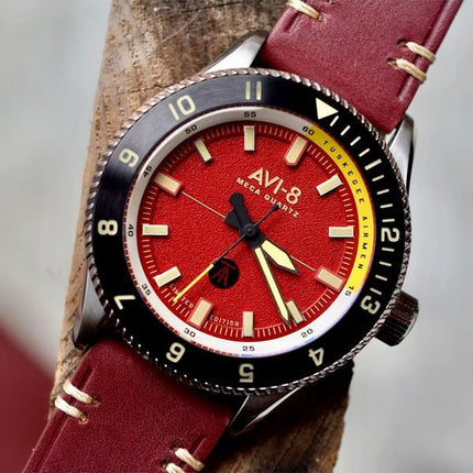 AVI-8 Flyboy Tuskegee Airmen Limited Edition Ramitelli Red Dial Quartz AV-4103-04 Men's Watch With Extra Strap