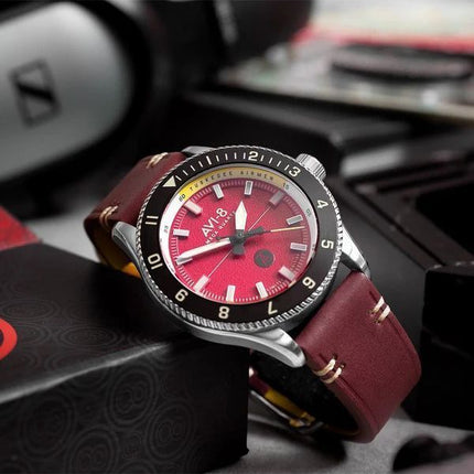 AVI-8 Flyboy Tuskegee Airmen Limited Edition Ramitelli Red Dial Quartz AV-4103-04 Men's Watch With Extra Strap