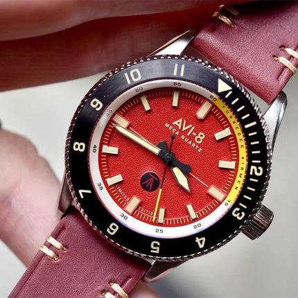 AVI-8 Flyboy Tuskegee Airmen Limited Edition Ramitelli Red Dial Quartz AV-4103-04 Men's Watch With Extra Strap