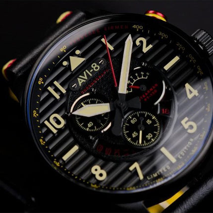 AVI-8 Flyboy Spirit Of Tuskegee Chronograph Limited Edition Anderson Black Dial Quartz AV-4109-01 Men's Watch With Extra strap