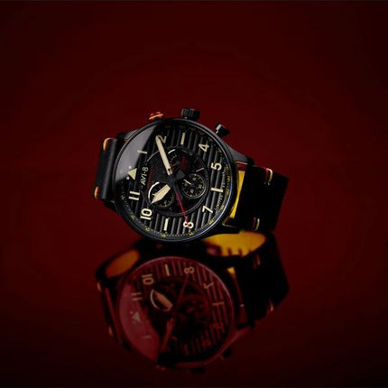 AVI-8 Flyboy Spirit Of Tuskegee Chronograph Limited Edition Anderson Black Dial Quartz AV-4109-01 Men's Watch With Extra strap