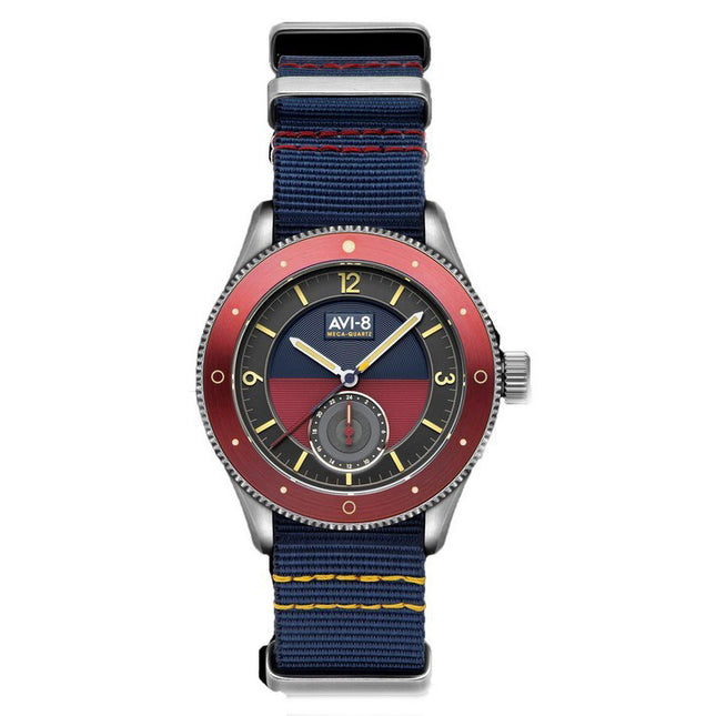AVI-8 Flyboy Airmaster Sector Meca-Quartz Navy Blue And Red Dial AV-4112-04 Men's Watch