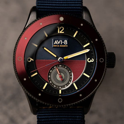 AVI-8 Flyboy Airmaster Sector Meca-Quartz Navy Blue And Red Dial AV-4112-04 Men's Watch