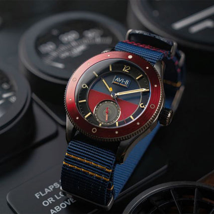 AVI-8 Flyboy Airmaster Sector Meca-Quartz Navy Blue And Red Dial AV-4112-04 Men's Watch