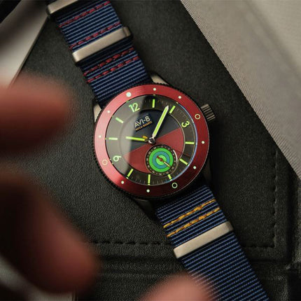 AVI-8 Flyboy Airmaster Sector Meca-Quartz Navy Blue And Red Dial AV-4112-04 Men's Watch