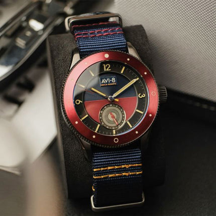 AVI-8 Flyboy Airmaster Sector Meca-Quartz Navy Blue And Red Dial AV-4112-04 Men's Watch