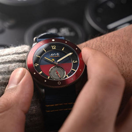 AVI-8 Flyboy Airmaster Sector Meca-Quartz Navy Blue And Red Dial AV-4112-04 Men's Watch