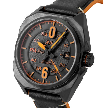 AVI-8 Bell X-1 Machbuster Rubber And Leather Strap Jet Black Dial Automatic AV-4115-04 Men's Watch