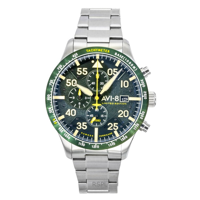 AVI-8 Hawker Hurricane Chronograph Limited Edition Green Dial Quartz AV-4130-33 Men's Watch With Extra Strap