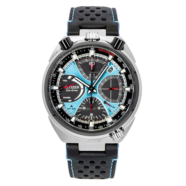 Citizen Promaster Limited Edition Chronograph Leather Strap Blue Dial Eco-Drive Diver's AV0106-01L 200M Men's Watch