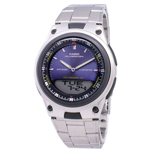 Casio Analog Digital Telememo Illuminator AW-80D-2AVDF AW-80D-2AV Mens Watch