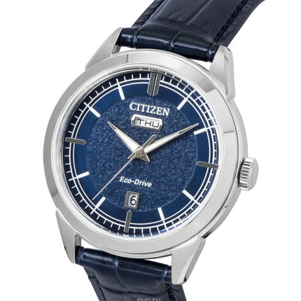 Citizen Eco-Drive Leather Strap Blue Dial AW0151-00L 100M Men's Watch