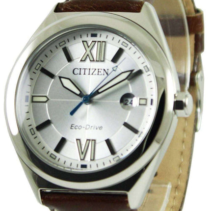 Citizen Eco-Drive Brown Leather Strap AW1170-00H Mens Watch