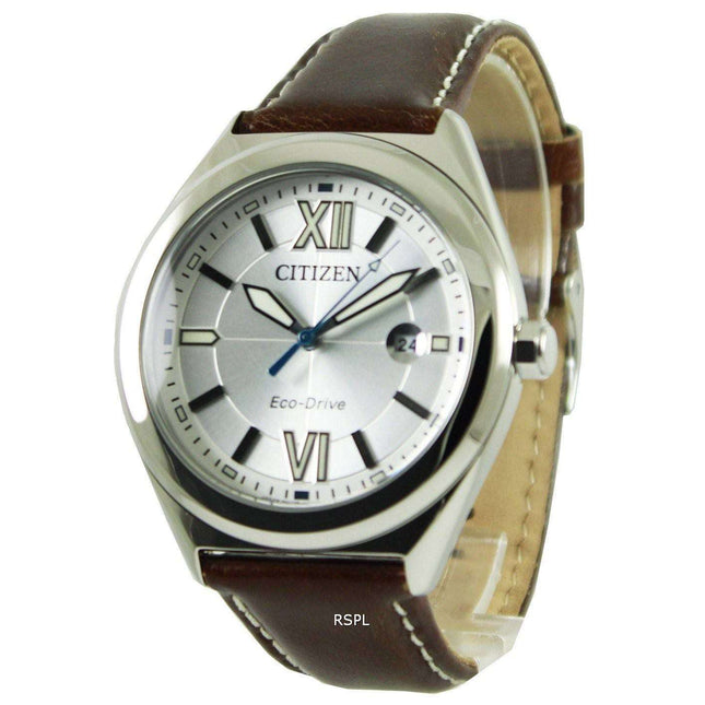 Citizen Eco-Drive Brown Leather Strap AW1170-00H Mens Watch